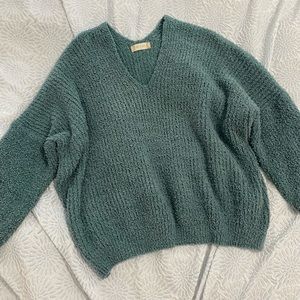 Altard State Fuzzy V Neck Sweated In Teal/Green Size M